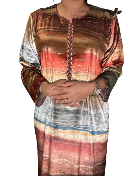 Robe de Maison Marocaine Rayé Orange