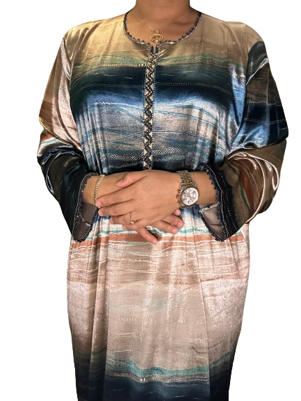 Robe de Maison Marocaine Rayé Bleu
