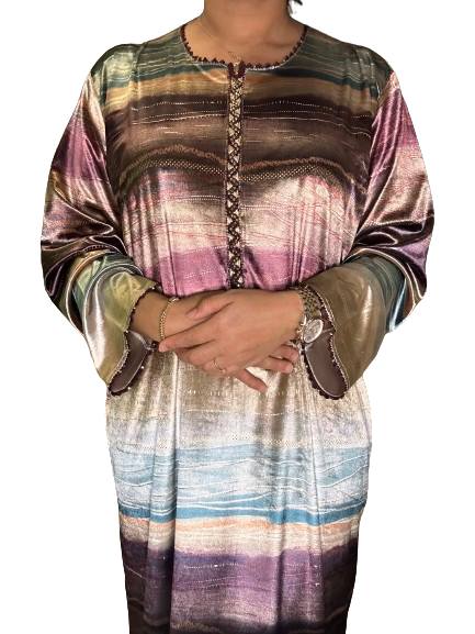 Robe de Maison Marocaine Rayé Mauve